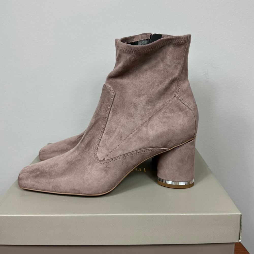 New Franco Sarto Pisa Square Toe Bootie in Heather Faux Suede Women's Size 9 - Picture 3 of 8